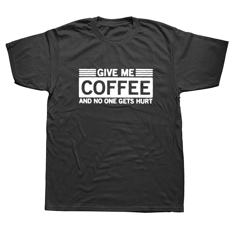 Smešno Priložnostne Daj Mi Kavo Graphic T-Shirt Mens Kratki Rokavi Hip Hop Natisnjeni T Srajce Prevelik Ulične Vrh Tees