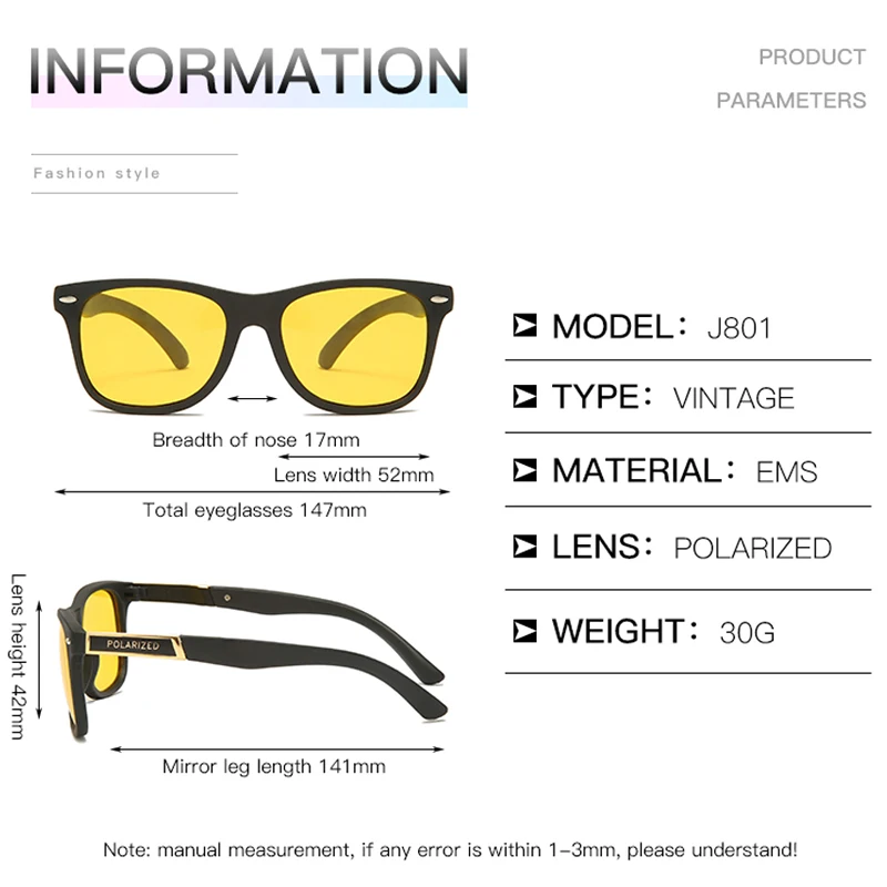 Classic Moške Polarizirana TR90 sončna Očala Moških Rumena Leča Vožnje Nočno Vizijo Očala za Voznika UV400 Zaščito Visoke Kakovosti