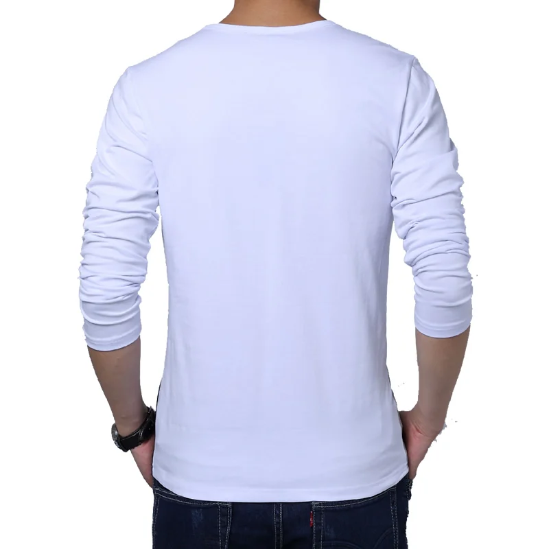 Vroče Prodaje 2017 Nove Modne blagovne Znamke O-Vratu Trend Dolg Rokav Majice s kratkimi rokavi Moški Slim Fit Bombaž Visoke kakovosti Casual Moški T-Shirt 4XL 5XL 20