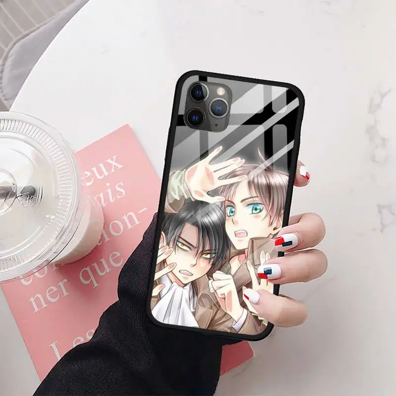 Anime Japonski napad na Titan Telefon Primeru Kaljeno steklo Za iphone 11 12 PRO MAX X XS XR 5C 6 6S 7 8 plus
