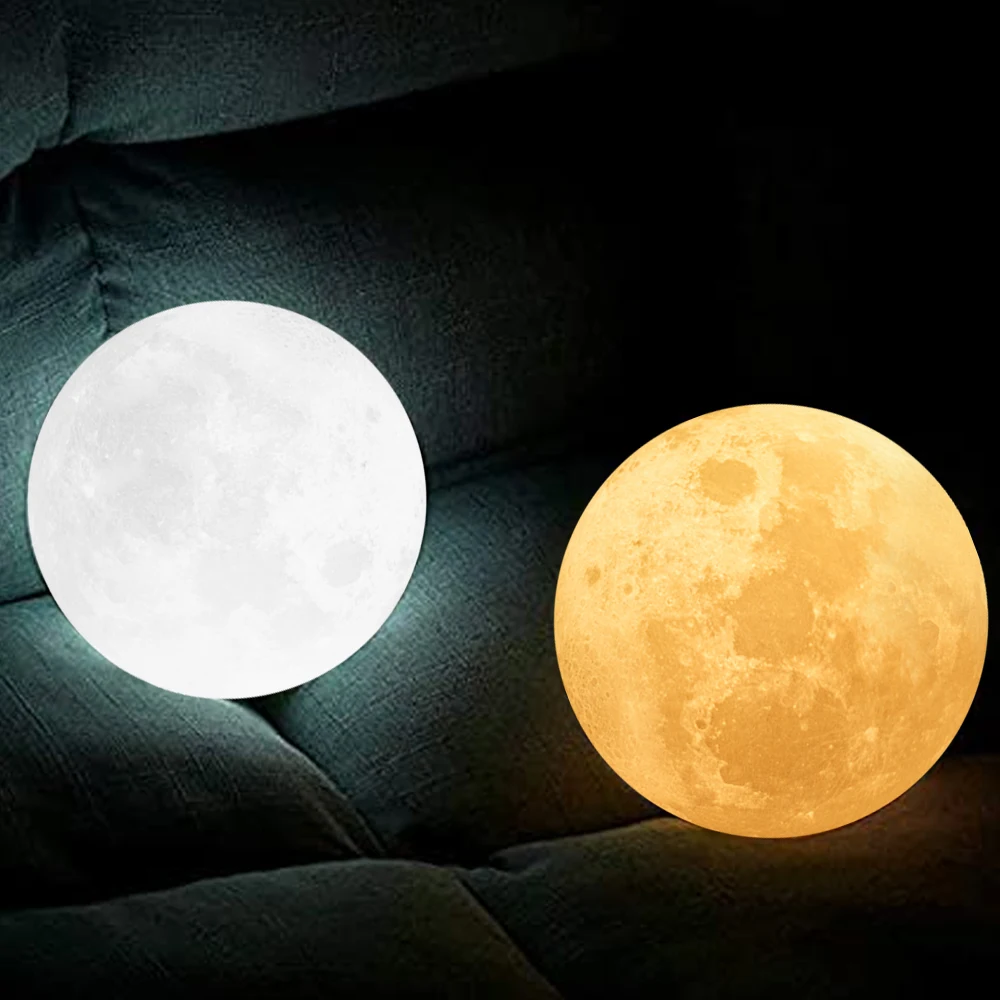 3D Tiskanje 15 cm Luna Lučka Barvite Spremembe na Dotik Usb Led Nočna Lučka Doma Dekor Kreativno Darilo Za Hčerko Padec Ladijskega prometa