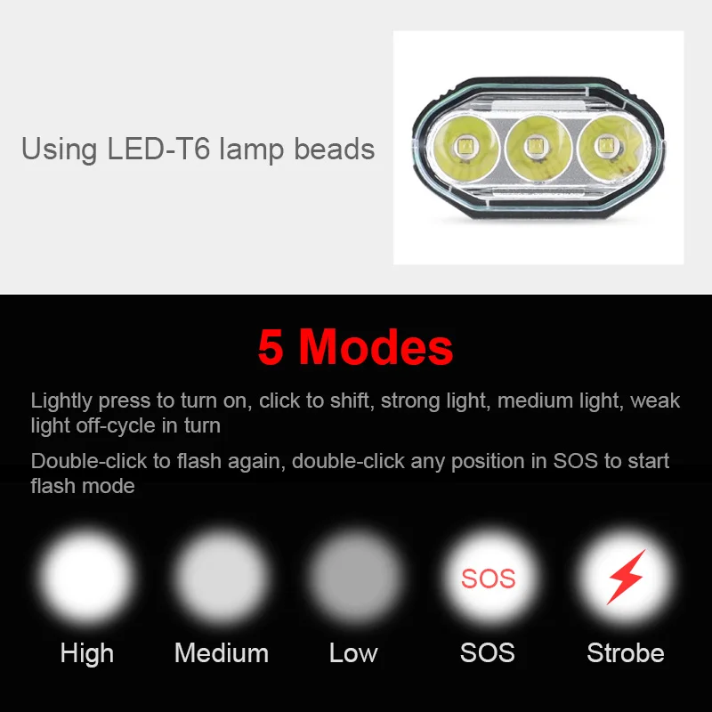 1200LM MTB Kolo Sprednje Luči 5200mAh 3*T6 LED Kolo Svetlobe USB Rehcargeable Cesti Gorsko Kolo Smerniki Kolesarjenje Glavo Svetilka