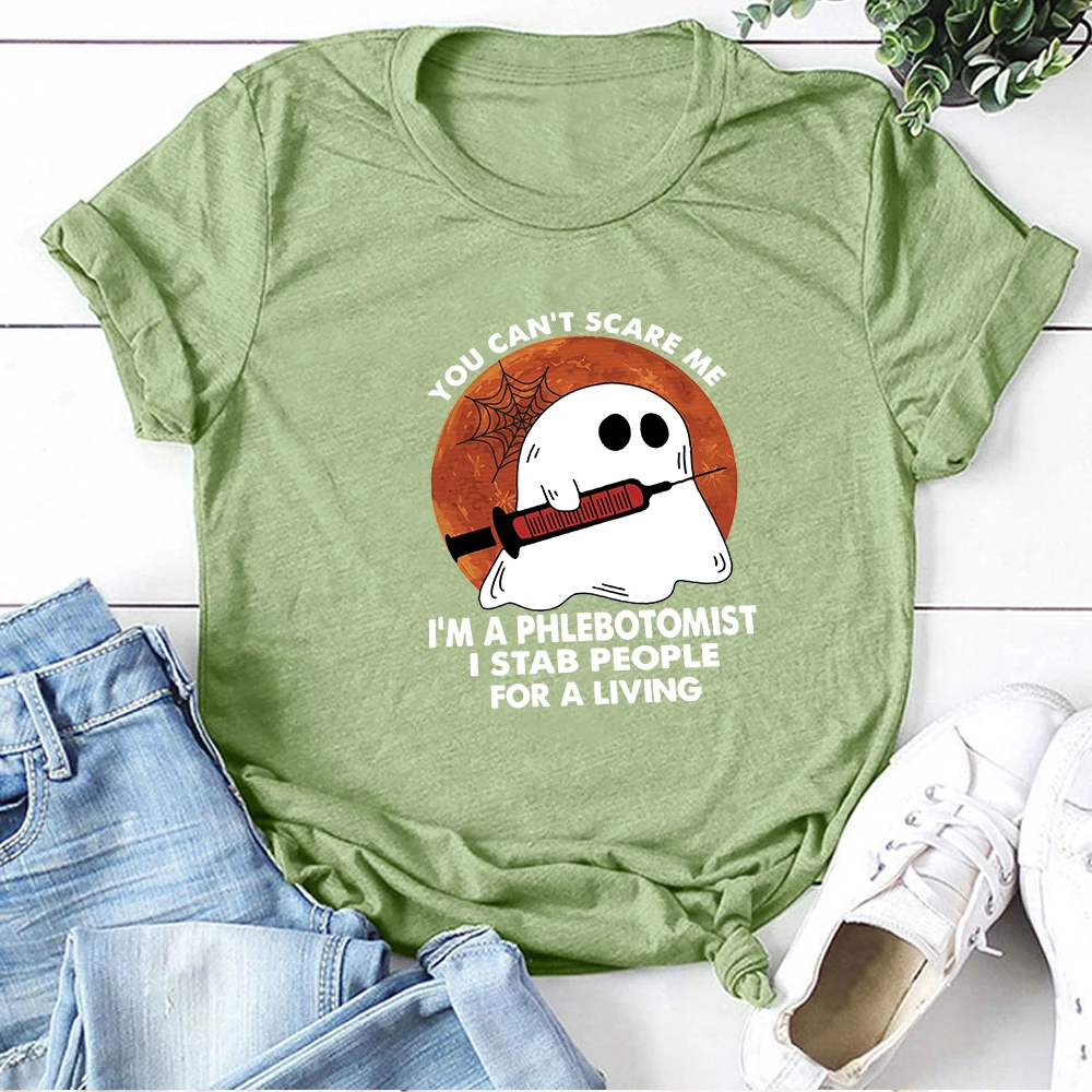 Ne morete Me Prestrašiti Natisnjeni Halloween T-majice Ženske Graphic Tee Smešno Ženska Tshirts Bombaža, Kratek Rokav Harajuku Oblačila Ženski