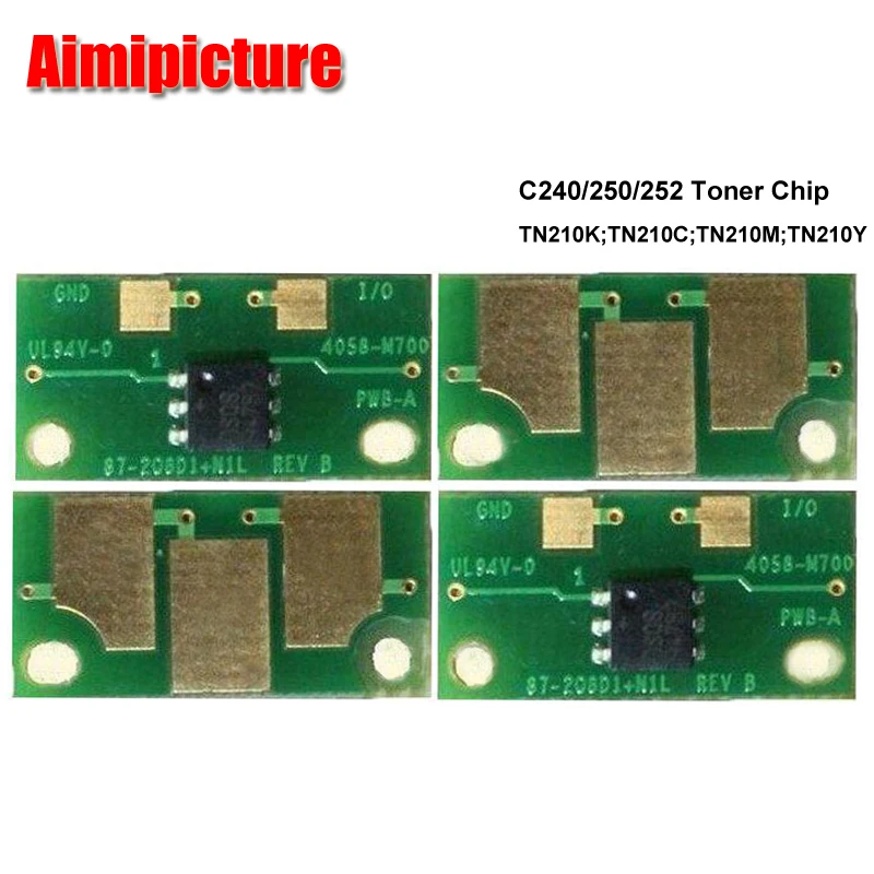 TN210 Toner Čip C250 C252 C240 BK C M Y za Konica Minolta bizhub fotokopirni stroj Tonerjem reset čip 1set brezplačna dostava