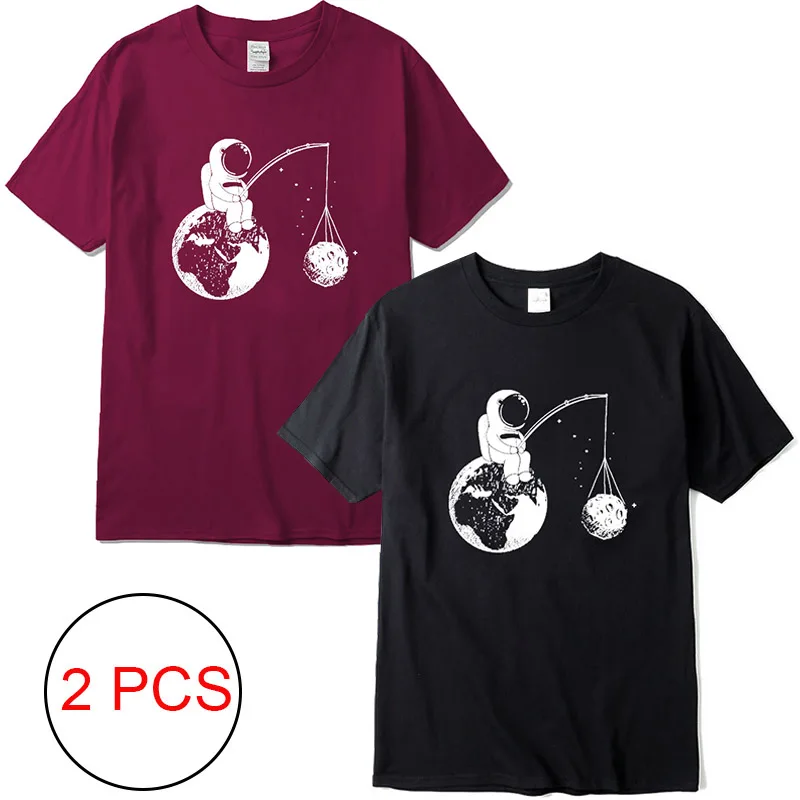 XIN YI moška T-shirt highqualityBombaža T-Shirt Smešno design astronavt tiskanje o-vratu hip hop t-shirt za moške, 2 kos Vroče prodaje