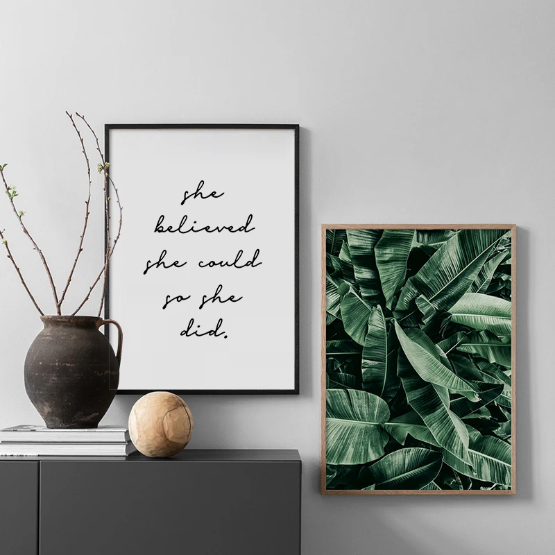 Zeleni Botanični Banana Listov Plakat Nordijska Wall Art Navdihujoče Ponudbe Dekoracijo Fotografij, Platno, Tisk Slikarstvo Sodobne Dom Dekor