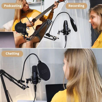 UHURU XLR Kondenzatorski Mikrofon Poklicne Studio Cardioid Mikrofon Kit Podcast Pretakanje Mic za Oddajanje YouTube Posnetek