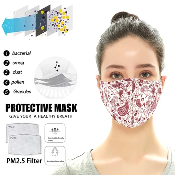 PM2.5 Proti Prahu Masko za boj Proti onesnaževanju Masko 5 Plast oglje Filter Vstavite Stroj za Večkratno uporabo Bombaž Usta Masko