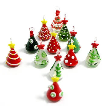 Mini Ročno Izdelanih Steklenih Božično Drevo Umetnosti Figurice Okraski Pisane Visoko Kakovostni Ljubek Obesek Božič Visi Dekor Čar Dodatki