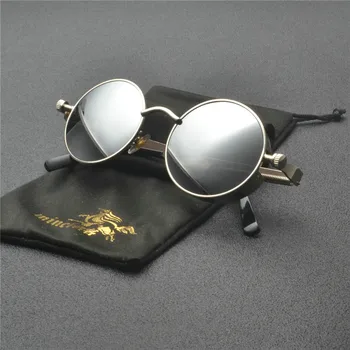 Vintage Krog Hip hop sončna očala Ženske Moški Retro Rdeča Očala za Sonce UV400 Mala Zlata Kovinski Odtenki Punk Očala Vožnje očala FML