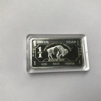 100 kos nemagnetni Buffalo bar 1 OZ silver plated Yellow stone park živali ingot značko 50 mm x 28 mm zbirateljske palice