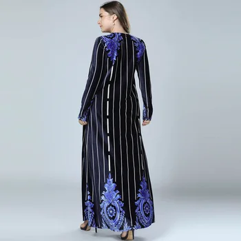 Nove Zimske Tiskanja Velur Abaya Muslimansko Obleko arabski Abayas Dolg Rokav Pakistanski Dubaj Islamske Tople Obleke Plus velikost