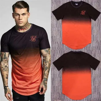 Nov poletni bombaža, svile siksilk T-shirt gradient natisni T-shirt kratek sleeved hip hop T-shirt majica za moške s Parangalom T-shirt z