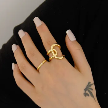 Periferni'sBox Žice Twisted Svetlo Mat Zlata prstana Nepravilne Geometrijske Obroči za Ženske Izjavo Odprite Obroči Nastavljiv 2019 Moda