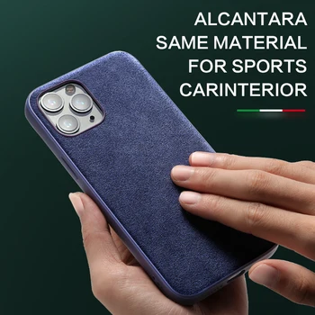SanCore za iPhone 12 /Pro/Pro Max primeru ALCANTARA za iphone 12 Mini Kritje Primera moda luksuzni Poslovni Obrnite krzno, nepremočljiva