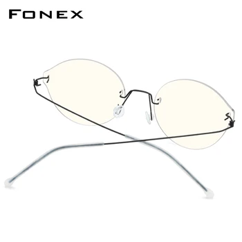 FONEX Anti Modra Svetloba Blokiranje Očala Moških 2020 Novo Titanove Zlitine Ženske Rimless Antiblue Žarki Očala z Najlon Objektiv AB011