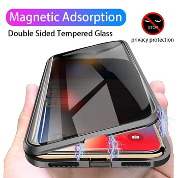 Zasebnost Magnetni Stekla Telefon Primeru Odbijača Anti Peep Zaščitnik Zaslon za iPhone 11 Pro Max 6 7 8 Plus X XR XS Magnet Primeru Zajema