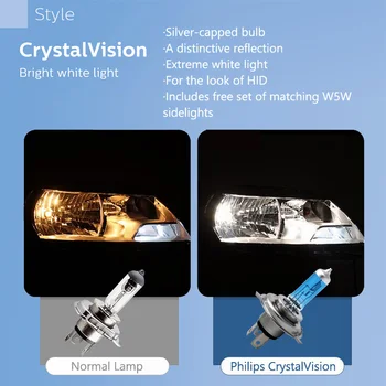 Philips Crystal Vision H1 H4 H7 H11 HB2 HB3 HB4 9003 9005 9006 12V CV 4300K Svetlo Bel Avto Halogenske Vodja Svetlobe Auto Lučka (Twin)