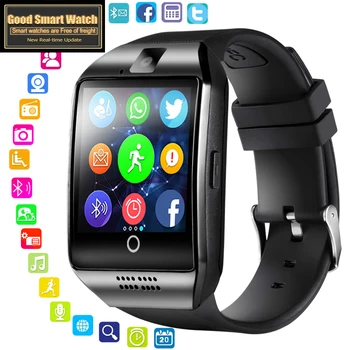 2019 Bluetooth Smart Watch Moških V18 s Kamero Facebook Whatsapp Twitter Sinhronizacija SMS Smartwatch Podporo KARTICE TF Kartice za IOS Android