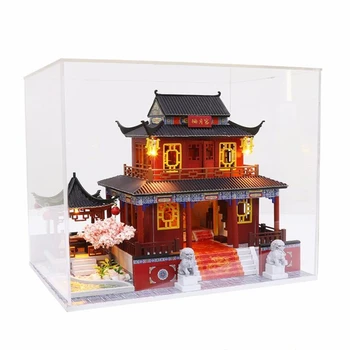 Kitajski Slog Serije DIY Lutke Lesene Hiše Ročno Miniaturnega Pohištva LED Luči Doma, Poroka, Rojstni dan, Božično Darilo