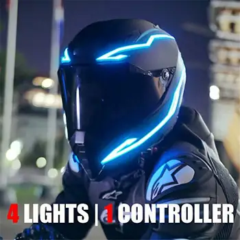1 Kos Motocikla LED Nočno Jahanje Luči Kolo Čelada EL Hladno Svetlobo Utripajoče Trak Svetlobne Opozorilne Nalepke Univerzalno Nepremočljiva