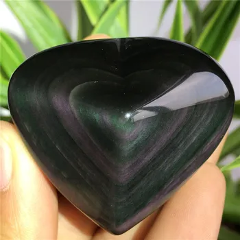 Naravni Quartz Crystal Mavrični Obsidian Mačka Oči Srca v obliki Healing Home Dec