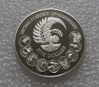 Resnično Redkih Srebro Original Kovanec Zbirka Nova Zelandija 1992 5 Yuan Spominski Velik Srebrnik
