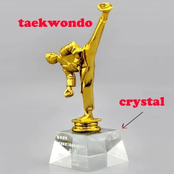 Vroče prodaje kristalno taekwondo Pokal Pokal Nagrado TKD pokal pokala Športnih Zmagovalec Namizni Dekor - 19 cm Visok