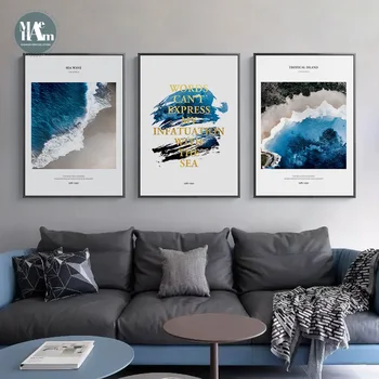 Skandinavski Slog Blue ocean Krajine Platno Plakatov in Fotografij Steno Umetnosti Slikarstva Nordijska Dekoracijo Slike Sodobne Dom Dekor