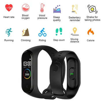 Pametna Zapestnica Srčni utrip, Krvni Spremljanje Tlaka Fitnes Tracker Smartwatch Šport nepremočljiva M4 Smart Band za ios android ura