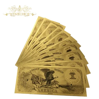 10pcs/veliko Lepo Ameriških Bankovcev v Leto 1878 USD 10,000 Dolarjev Bankovci v 24k pozlačeni Ponaredek papirnati Denar Za Zbiranje