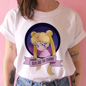 Sailor Moon majica s kratkimi rokavi ženske grafični kawaii risanka korejski oblačila tshirt grunge smešno japonski harajuku t-shirt ulzzang vrh tee