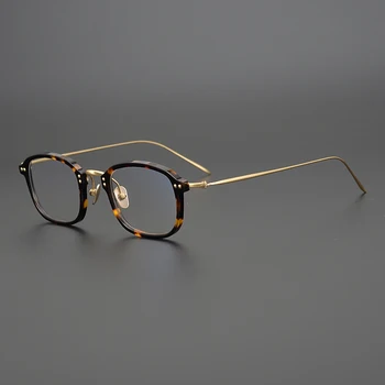 Vintage Titana Kvadratni Okvir Očal Ženske Moški Luksuzne Blagovne Znamke Recept Kratkovidnost Optični Acetat Očala Okvir Majhne Očala