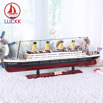 LUCKK 100 80 CM Titanik Klasičnih Lesenih modelov Ladij S Svetlobo, Nordijska Doma Dekoracijo Accessorie Obrti Križarjenje Ustvarjalne Okraski