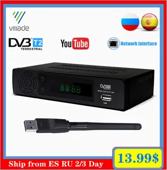 Vroče Prodaje Evropi TV Sprejemnik Dekoder DVB-T Digitalni zemeljski Sprejemnik DVB-T2 Vgrajen priključek RJ45 Omrežna Podpora Youtube USB PVR