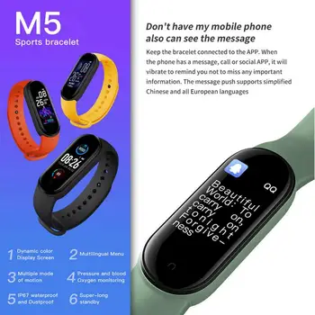 M5 Smart Band Zapestnica Fitnes Tracker Manšeta Pedometer Šport Pametno Gledati Bluetooth 4.0 Band M5 Barvni Zaslon Smart Zapestnica
