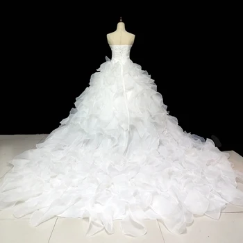 Ruffle tube zgornji del luksuzni dolgo zaostajajo Poročne Seksi Poceni Cene Modi Poročne Obleke Čipke Kroglice Kristalno Poročni Obleki