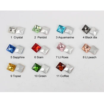 Kvadratni 100 kozarcev/veliko Mix barve Sew Na Okrasnih 10x10mm kristali kamni Šivanje Kamen za Oblačila Okraski za Vroče prodaja
