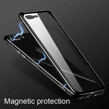360 Magnetnih Kovin Odbijača Primeru Za Nasprotnega F11 Pro A9 A9X Reno 2Z Z Pokrov Prozoren Dvo-Stransko Steklo za Celotno Telo, Zaščitna Primerih