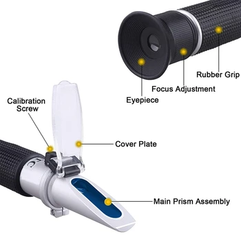 Prenosni Sladkorja, z Brix Refraktometer ročni Optični Mleka Refratometro 0-32% Brix Sok Tester Graditi v ATC