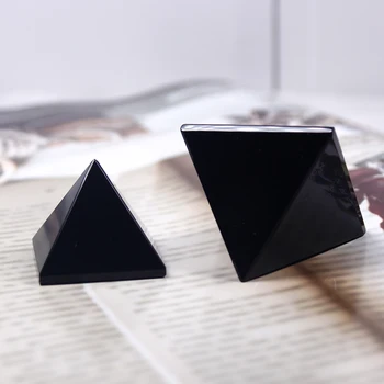Runyangshi Piramida Zdravljenje Kristalno Obrti Black Naravnih Obsidian Quartz Crystal Doma Dekor Čudovito Sijoči Površine Kamnov