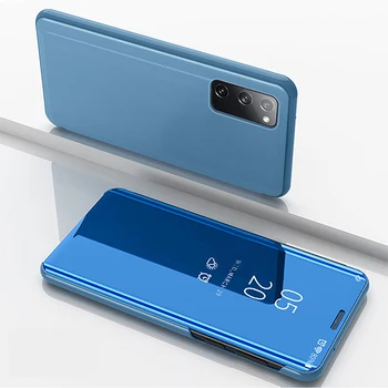 Shockproof Flip Knjige v Primeru Telefon Primeru za Samsung S20 FE Primeru Zajema Stojalo Ogledalo Jasen Pogled za Samsung Galaxy S20 Fan Edition