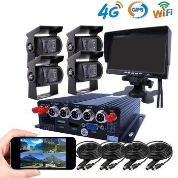 4CH 4G GPS WIFI 1080P 512GB Mobilne Vozila Avto DVR Video Snemalnik, Sistem SONY IP69 Zadnji Strani Kamere na Sprednji strani za Tovornjak, Kombi Avtobus RV