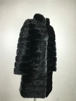 LIYAFUR Pravi Mink Krzno Plašč za Ženske Naravno, Pristno rusko Fur Coats Luksuzni Črni Barvi Velikost po Meri