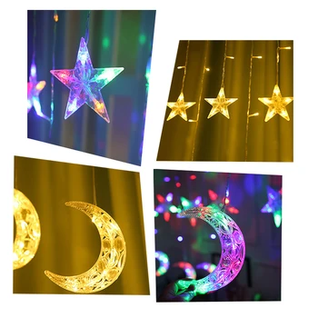 2,5 M LED Zvezda, Luna Zavesa Svetlobe, 220V EU Božič Garland Niz Vila Luči na Prostem Za Okna svate Novo Leto Dekor