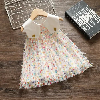 2021 Poletje Nova otroška Oblačila za Malčke Dekliška Oblačila Lepe Pisane Pika Princesa Obleko Baby Čipke Obleko