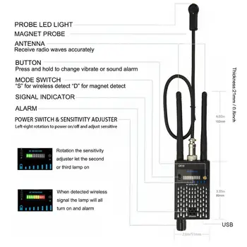Super Občutljive Audio Bug Detektor Fotoaparat Detektor GSM GPS Celoten Obseg RF Bug Tracker Detektor