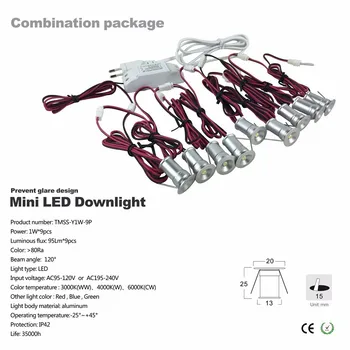 Mini 1W LED Žarometi, Notranji Hodnik, Stopnice Razsvetljavo AC85-277V Zatemniti 120D Stropne Luči 15 mm luknjo velikosti 9pcs/set