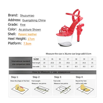 Shuzumiao 2021 Super Modni Visoke Pete 17 cm Ženske Čevlje Platformo Sandali Pistol Pete Rdeče Poročni Čevlji Ženski Model Kažejo, Sandali,