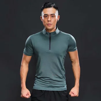 Novi moški je hitro sušenje, ki teče majica uteži compression majica kratek sleeved majica telovadnice T-shirt tesen fitnes Rashgard